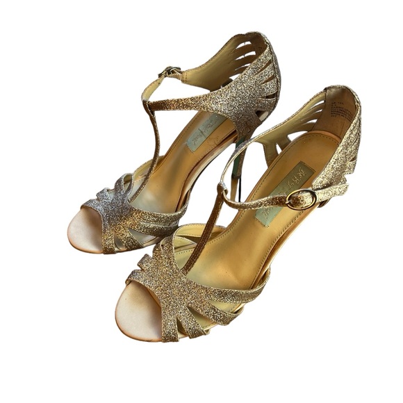 Betsey Johnson Gold Glitter Heels - Picture 2 of 6